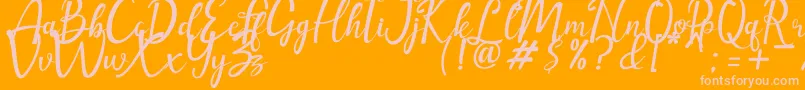 amellia-Schriftart – Rosa Schriften auf orangefarbenem Hintergrund