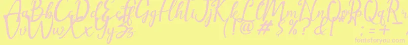 amellia-Schriftart – Rosa Schriften auf gelbem Hintergrund
