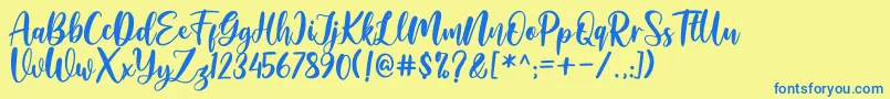 Amelya Font – Blue Fonts on Yellow Background