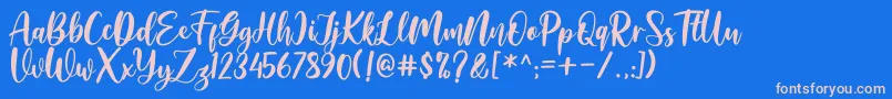Amelya Font – Pink Fonts on Blue Background