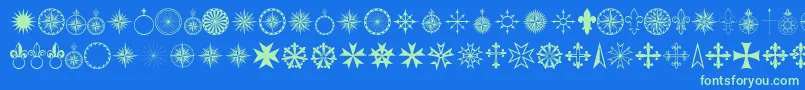AMENDED PRCORN  -Schriftart – Grüne Schriften auf blauem Hintergrund