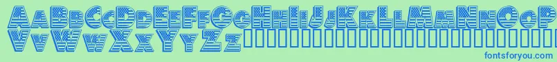 AMERD   -Schriftart – Blaue Schriften auf grünem Hintergrund