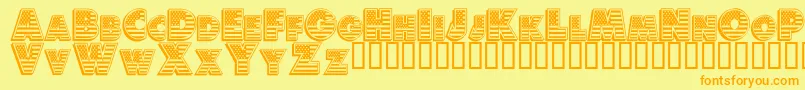 フォントAMERD    – オレンジの文字が黄色の背景にあります。