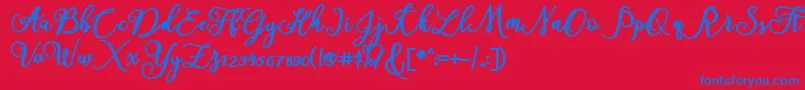America Font – Blue Fonts on Red Background