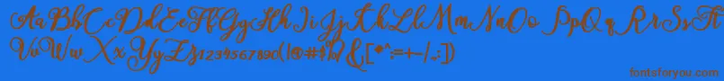 フォントAmerica – 茶色の文字が青い背景にあります。