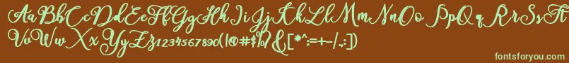フォントAmerica – 緑色の文字が茶色の背景にあります。