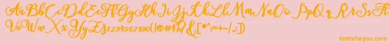 フォントAmerica – オレンジの文字がピンクの背景にあります。