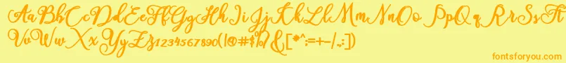 フォントAmerica – オレンジの文字が黄色の背景にあります。
