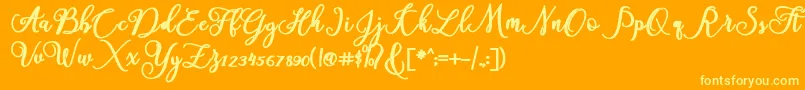 America-Schriftart – Gelbe Schriften auf orangefarbenem Hintergrund