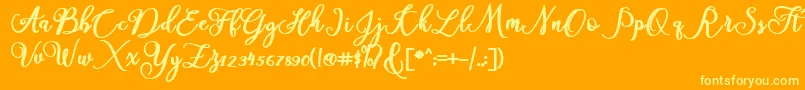 America-Schriftart – Gelbe Schriften auf orangefarbenem Hintergrund