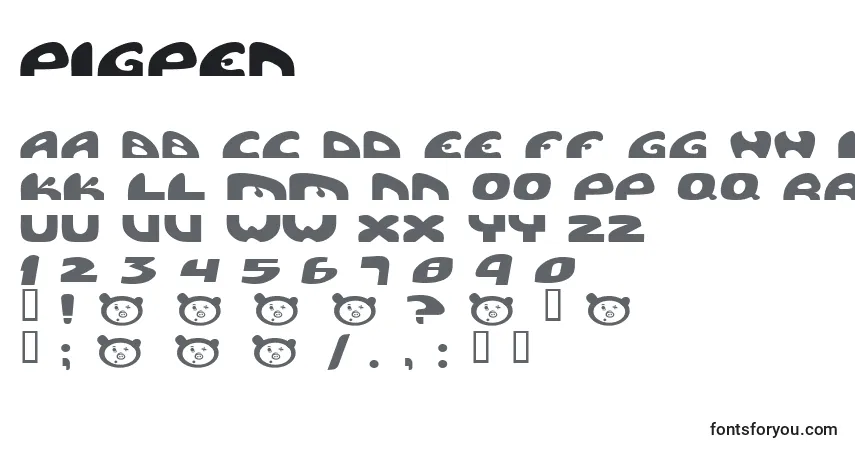 Schriftart Pigpen – Alphabet, Zahlen, spezielle Symbole