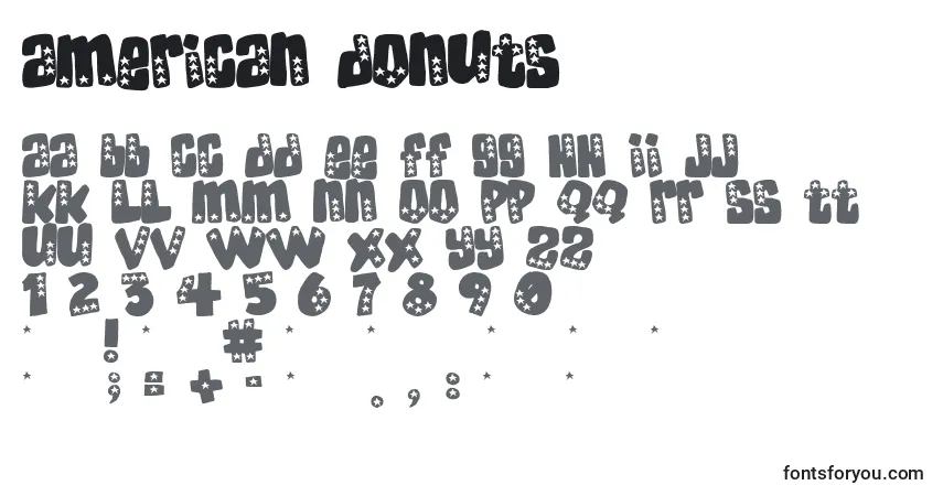 Шрифт American Donuts – алфавит, цифры, специальные символы