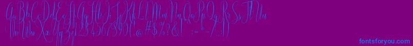 American Script-Schriftart – Blaue Schriften auf violettem Hintergrund