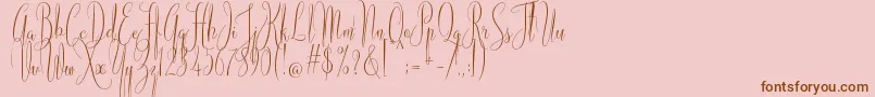 American Script-Schriftart – Braune Schriften auf rosa Hintergrund