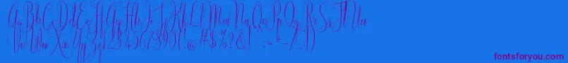 American Script-Schriftart – Violette Schriften auf blauem Hintergrund