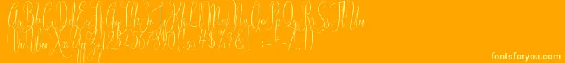 American Script-Schriftart – Gelbe Schriften auf orangefarbenem Hintergrund