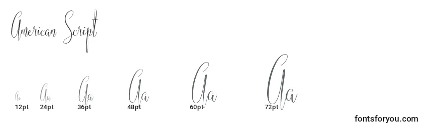 American Script Font Sizes