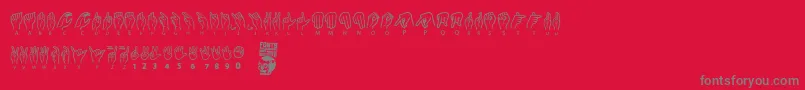 Weitere Informationen zur American Sign Lenguage-Schriftart American Sign Lenguage-Schriftart – Graue Schriften auf rotem Hintergrund