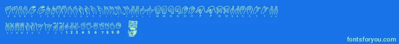 American Sign Lenguage Font – Green Fonts on Blue Background