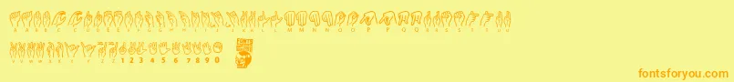 American Sign Lenguage Font – Orange Fonts on Yellow Background