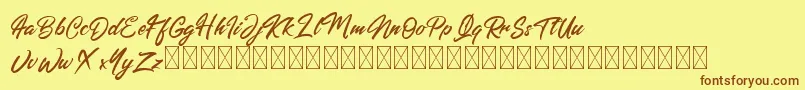 Americanism-Schriftart – Braune Schriften auf gelbem Hintergrund