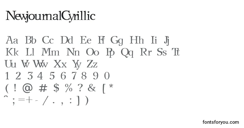 A fonte NewjournalCyrillic – alfabeto, números, caracteres especiais