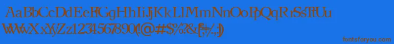 フォントNewjournalCyrillic – 茶色の文字が青い背景にあります。