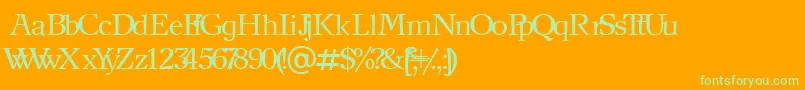 NewjournalCyrillic-Schriftart – Grüne Schriften auf orangefarbenem Hintergrund