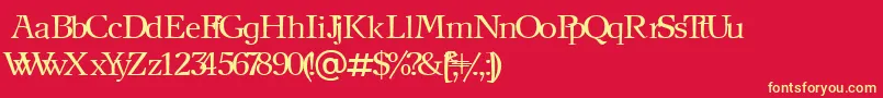 フォントNewjournalCyrillic – 黄色の文字、赤い背景