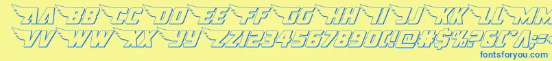 americankestral3d1 2-Schriftart – Blaue Schriften auf gelbem Hintergrund