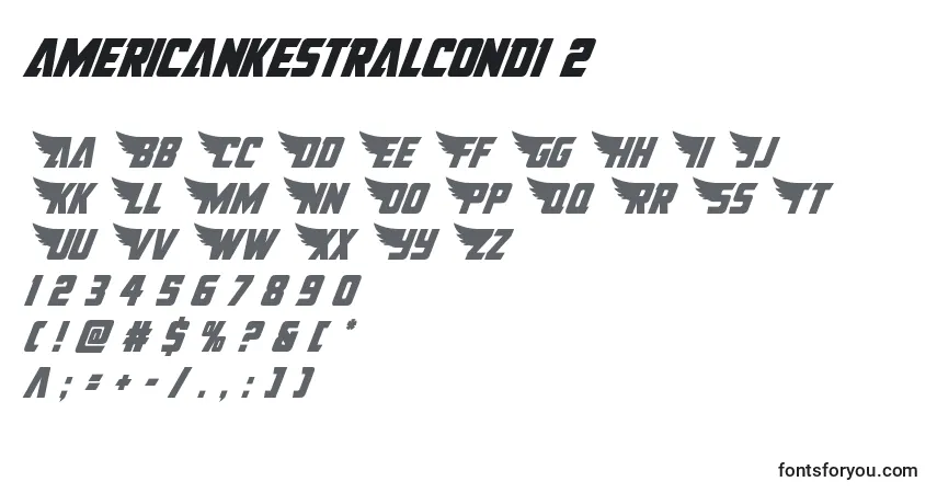 Schriftart Americankestralcond1 2 – Alphabet, Zahlen, spezielle Symbole