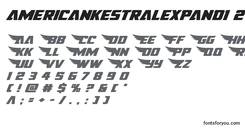 A fonte Americankestralexpand1 2 – alfabeto, números, caracteres especiais