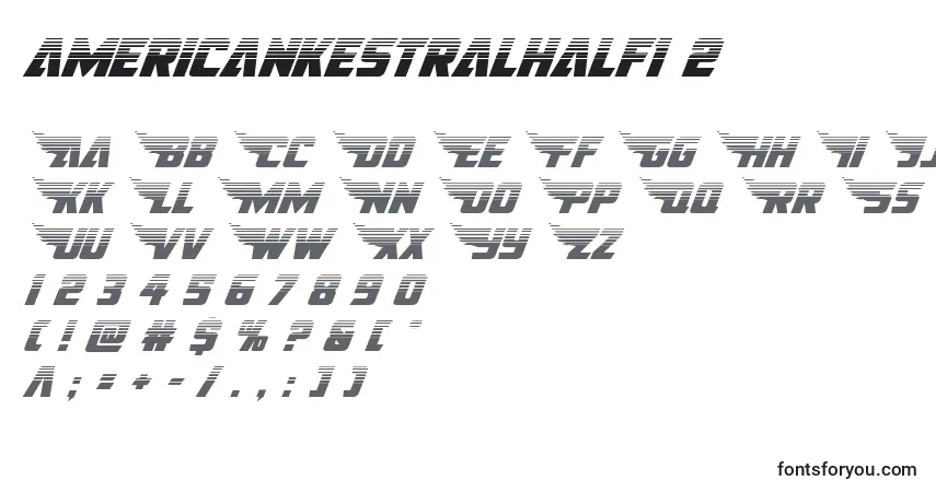 A fonte Americankestralhalf1 2 – alfabeto, números, caracteres especiais