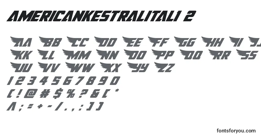 Schriftart Americankestralital1 2 – Alphabet, Zahlen, spezielle Symbole