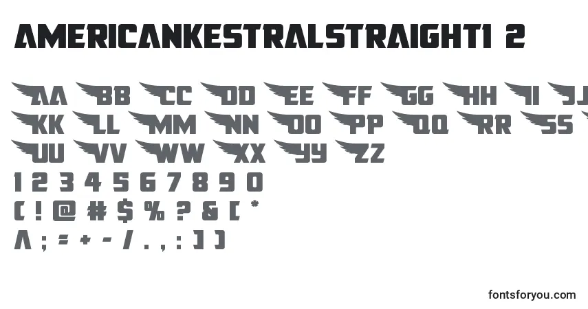 A fonte Americankestralstraight1 2 – alfabeto, números, caracteres especiais