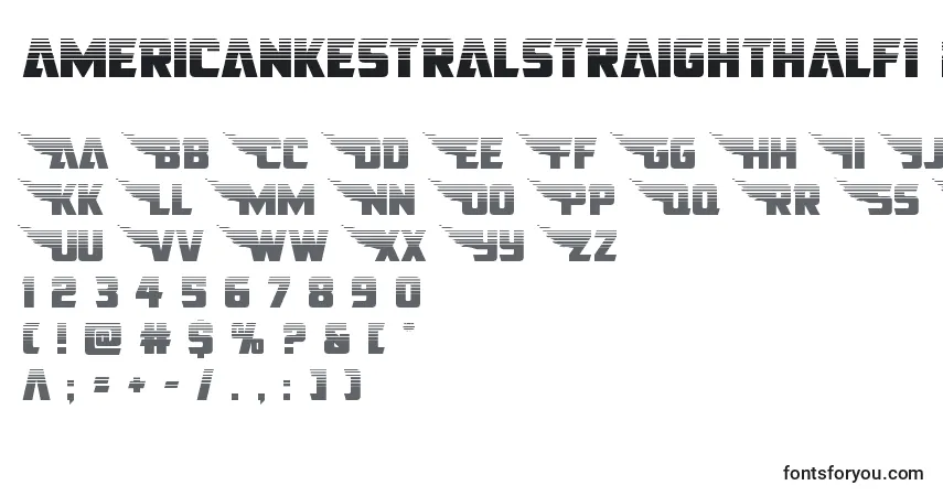 Czcionka Americankestralstraighthalf1 2 – alfabet, cyfry, specjalne znaki