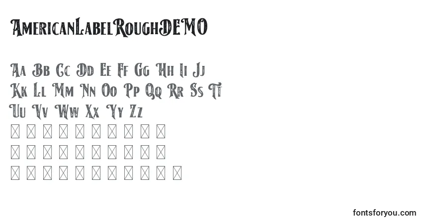 AmericanLabelRoughDEMO Font – alphabet, numbers, special characters