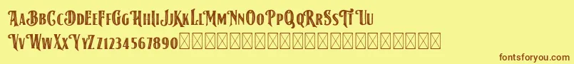 AmericanLabelStripDEMO Font – Brown Fonts on Yellow Background