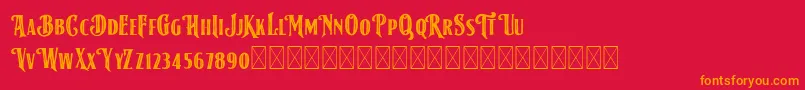 AmericanLabelStripDEMO Font – Orange Fonts on Red Background