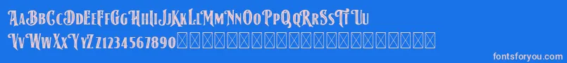 AmericanLabelStripDEMO-Schriftart – Rosa Schriften auf blauem Hintergrund