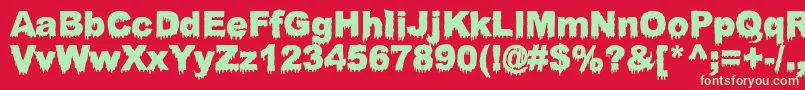 BloodyStump Font – Green Fonts on Red Background