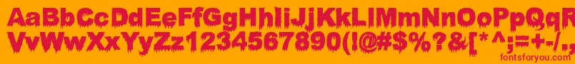 BloodyStump-Schriftart – Rote Schriften auf orangefarbenem Hintergrund