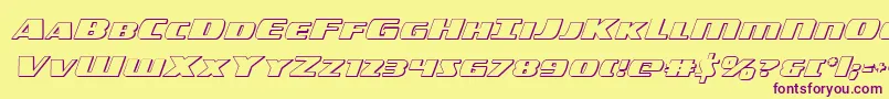 americorps3d-Schriftart – Violette Schriften auf gelbem Hintergrund