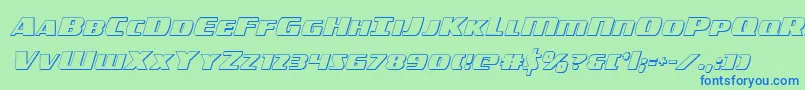 americorps3dcond Font – Blue Fonts on Green Background