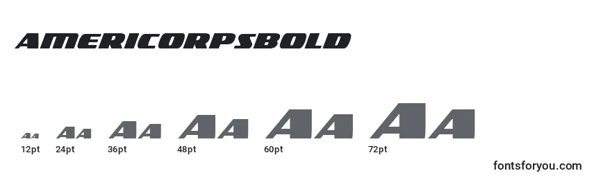 Размеры шрифта Americorpsbold (119396)