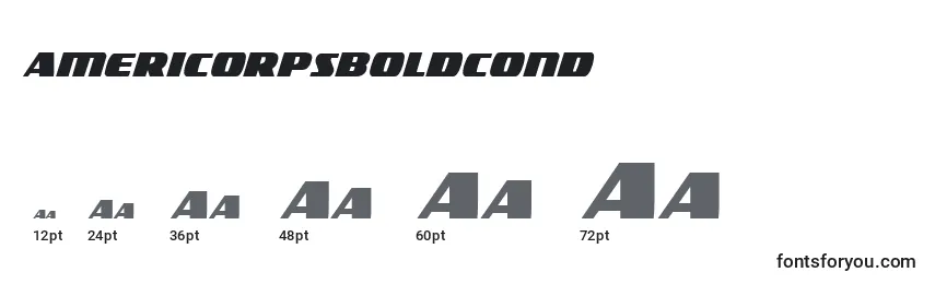 Размеры шрифта Americorpsboldcond (119397)