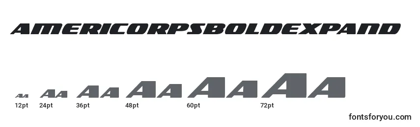 Размеры шрифта Americorpsboldexpand