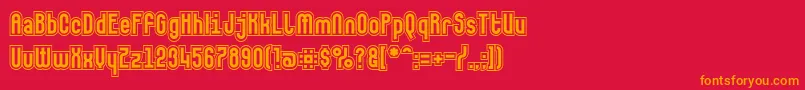 Makushkasecunda-Schriftart – Orangefarbene Schriften auf rotem Hintergrund
