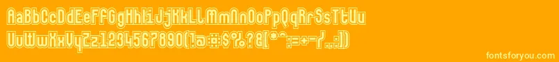 Makushkasecunda-Schriftart – Gelbe Schriften auf orangefarbenem Hintergrund
