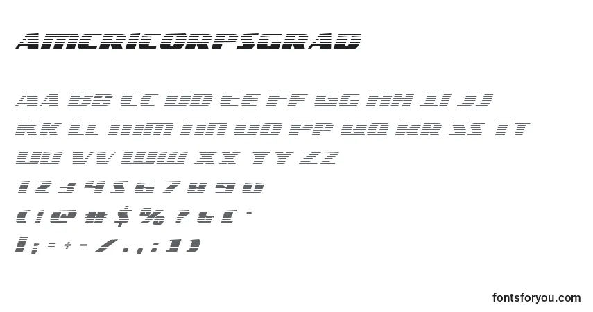 Schriftart Americorpsgrad (119403) – Alphabet, Zahlen, spezielle Symbole